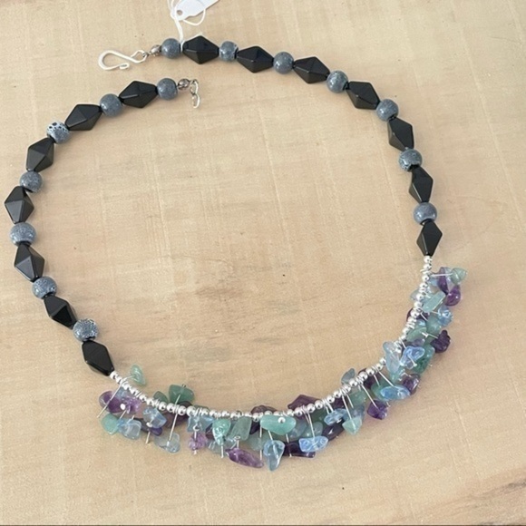 Artisan Handmade Amethyst Aventurine Pastel Necklace 19” Retro Gemstone - Picture 5 of 9